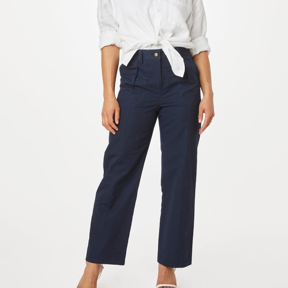 Roller Rabbit Navy Loa Pants Cargo Cotton Linen 10 New - Picture 1 of 11